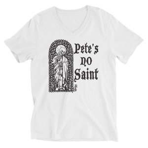 Pete's No Saint - White Unisex Short Sleeve V-Neck T-Shirt